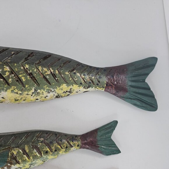 Handcrafted Wooden Catfish String Wall Hanging Decor Carved Folk Art - Picture 6 of 12